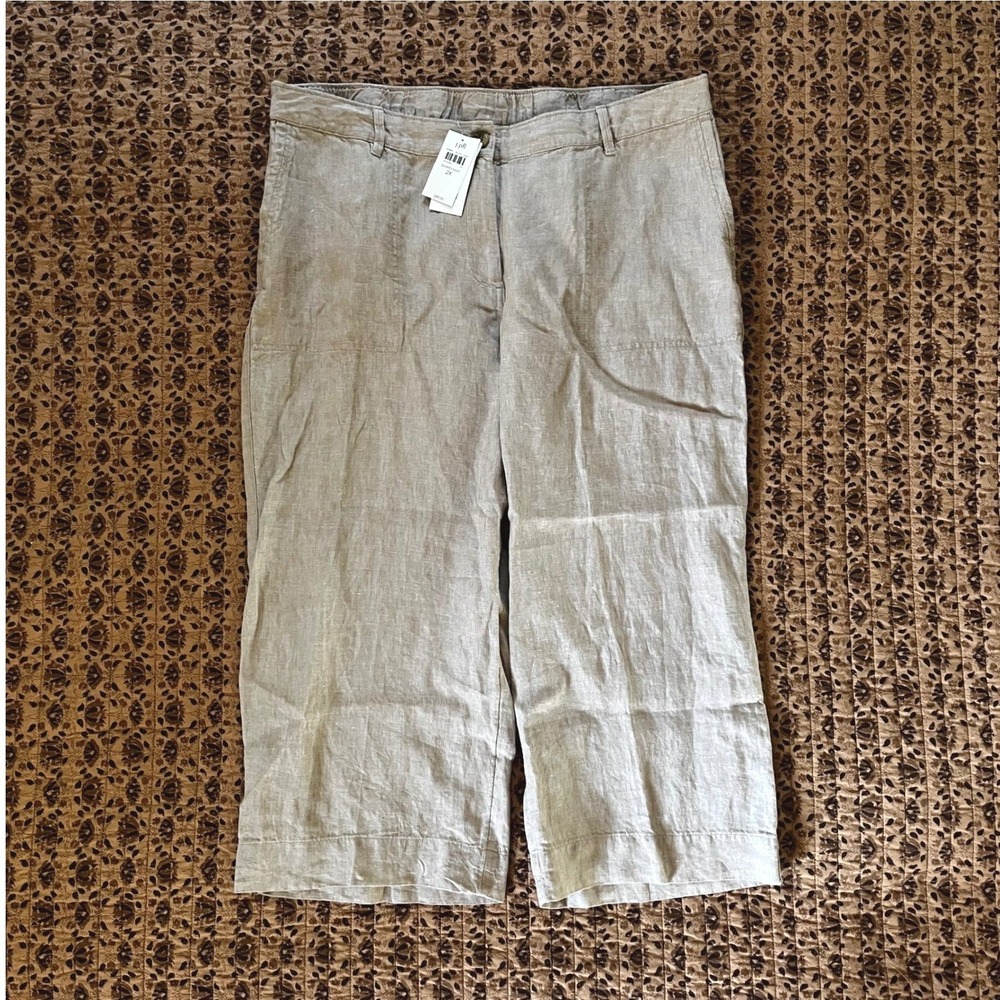 NWT J.Jill 100% Linen Cropped Pants MSRP $89